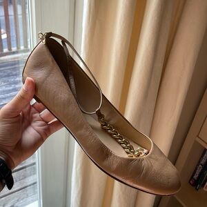 Beige J. Crew t-strap flats